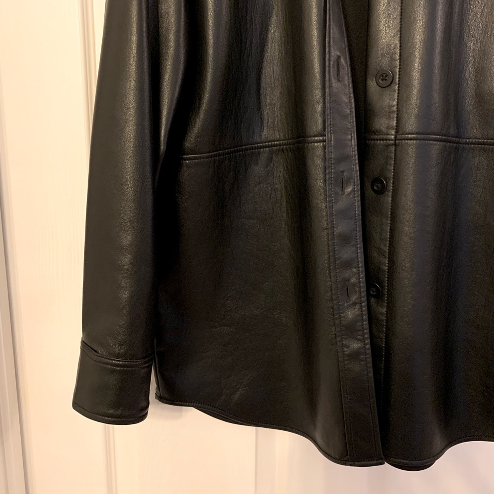 Babaton vegan leather button-up shirt jacket